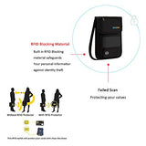 DEW Travel Passport Holder Stash Hidden Neck Pouch RFID Blocking Travel Anti-Theft Hidden Wallet