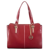 McKlein USA [Personalized Initials Embossing] Womens GLENNA Leather Shoulder Tote Bag in Red