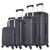 4 Piece Luggage sets with Spinner Wheels Travel Suitcase Hard-shell Lightweight 16" 20" 24" 28" (4 PCS LM Black)