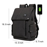 ABage Anti Thief Travel College School 15.6 Inch Laptop Backpacks Book Bag USB Charging, Black