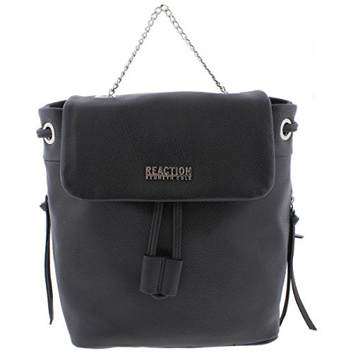 Kenneth Cole Reaction Womens Kayla Faux Leather Casual Backpack Black Medium