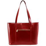 McKlein USA [Personalized Initials Embossing] Womens ALYSONLeather Shoulder Tote Bag in Red