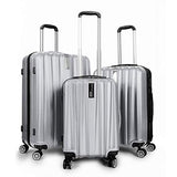 Deco Gear Travel Elite Series - 3 Piece Hardside Spinner Luggage Set (Silver)(20",24",28")