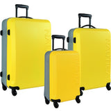 Nautica Luggage Ahoy 3 Piece Hardside Spinner Outer Shell Set, Yellow/Silver, One Size
