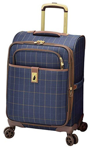 London Fog Kensington II 20" Expandable Spinner Carry On, Navy Window Pane
