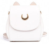 Yoyoshome Sailor Moon Anime Luna Usagi Tsukino Cosplay Pu Handbag Backpack Shoulder Bag (White)