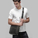 BAIGIO Men's Genuine Leather Shoulder Bag Vintage Cross-body Messenger Bags Multi-pocket Purse Soft