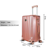 ZM Luggage Sets Hardside Spinner Suitcase PC ABS Built-in Anti-Theft Lock 22in 26in (Rose Gold)
