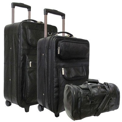 AmeriLeather Leather 3 Pc. Set Traveler (Black)