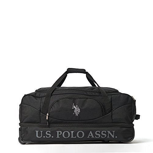 U.S. Polo Assn. Men'S 30In Deluxe Rolling Duffle Bag, Split Level Storage, Black