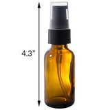 1 oz Amber Glass Boston Round Treatment Pump Bottle (12 Pack) + Funnel and Labels for Essential Oils, Aromatherapy, Food Grade, bpa Free