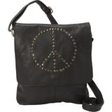 Sharo Leather Bags Peace Messenger Bag (Black)
