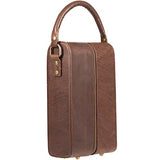 Will Leather Goods Double Bottle Leather Wine Case With Padding - Brown