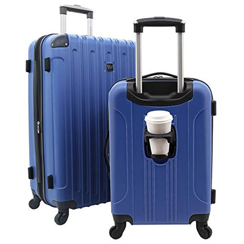 Travelers Club Madison Hardside Expandable Luggage with Cup/Phone Holder, Cobalt Blue, 2-Piece Set (20/28)