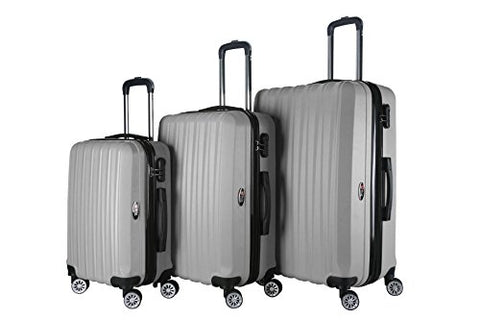 Brio Luggage 3-Piece Hardside Spinner Expandable Suitcase Set #1600 (Silver)