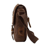 AUGUR Men's Messenger Bags Canvas Bags Crossbody Bags Genuine Leather Single Shoulder Bags (Coffee)