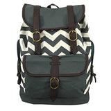 K-Cliffs Canvas Backpack Vintage School Laptop Bookbag Casual Travel Rucksack Grey Chevron