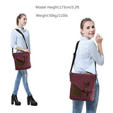 Small Messenger Bag for Women,VASCHY Vintage Canvas Leather Lightweight Crossbody Bag Burgundy