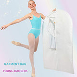 Dance Garment Bag For Costumes-Girls Unicorn Bag White Cover with 3 Large pockets at front BE UNIQUE UNICORN LOGO Strong Sturdy Zip at Back Great for Storage & Traveling 47x27 inches