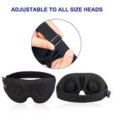 Sleep Eye Mask for Men Women, 3D Contoured Cup Sleeping Mask & Blindfold with Ear Plug Travel Pouch, Concave Molded Night Sleep Mask, Block Out Light, Soft Comfort Eye Shade Cover for Yoga Meditation