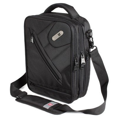 Ful Sidecar Shoulder Messenger Bag, Front 10in x 8.25in Tablet/E-reader Compartment, Black, Unisex