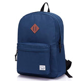 Lightweight Backpack for School, VASCHY Classic Basic Water Resistant Casual Daypack for Travel with Bottle Side Pockets (Navy)