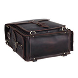Polare Men'S Vintage Full Grain Leather Satchel Backpack Shoulder Bag Messenger Bag