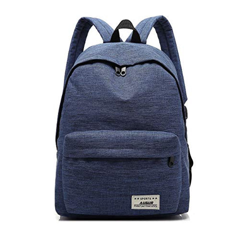 AUGUR Casual Laptop Backpack Light-Weight Classic Bookbag Rucksack for Travel - Blue