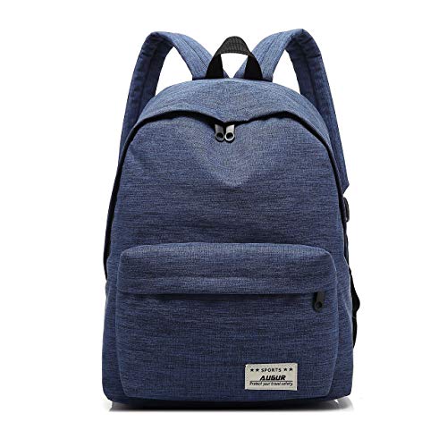 AUGUR Casual Laptop Backpack Light-Weight Classic Bookbag Rucksack for Travel - Blue