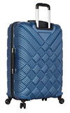 Nicole Miller New York Basket Weave Collection 3 Piece Hardside Luggage Set Spinner (One Size, Basket Weave Dark Lake Blue)
