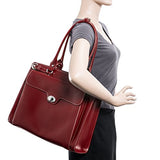 McKlein, W Series, Winnetka, Top Grain Cowhide Leather, 15" Leather Ladies' Laptop Briefcase, Red (94836)