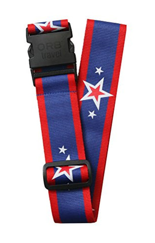 Orb Travel Premium Designer Luggage Strap -Ls301-B-Stars-Stripes-Blue/Red/White