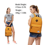 Vaschy Unisex Classic Water Resistant School Backpack Bookbag for College Fits 14Inch Laptop Yellow