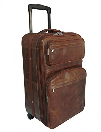 AmeriLeather 25" Expandable Suitcase with Wheels (Waxy Brown)