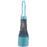 Eastsport Mesh Tote Insulated Cooler Beach Bag, Mint Blue/Gray