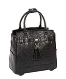 JKM and Company Timeless Black Alligator Crocodile Rolling Compatible with Computer iPad Tablet or Laptop Tote Carryall Bag (15.6" inch)