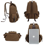 BLUBOON Canvas Vintage Backpack Leather Casual Men Women Laptop Travel Rucksack (Coffee)