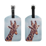 Giraffe Sky View Travel PU Leather Luggage Baggage Suitcases Tags Label Set of 2