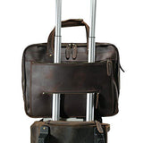 Polare Men'S Thick Full Grain Leather 15.7" Laptop Business Briefcase