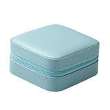 Vlando Small Faux Leather Travel Jewelry Box Organizer Display Storage Case for Rings Earrings Necklace (Blue)