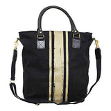 CB Station Brushed Canvas Flight Travel Bag, 20 oz Canvas with Leather Handles, Black with Gold