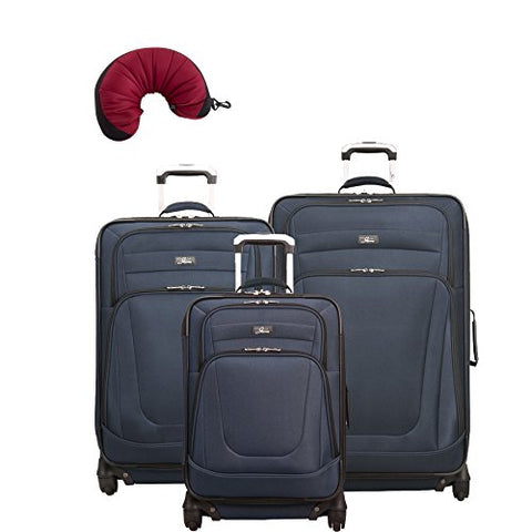 Skyway Epic | 4-Piece Set | 20", 24", 28" Expandable Spinners, Travel Pillow (Surf Blue)