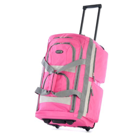 Olympia 26" 8 Pocket Rolling Duffel, Hot Pink