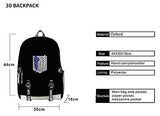 Anime Attack on Titan Bag Set Printed Large Capacity Bag Travel Bag Cosplay Backpack (Style 1)