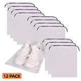 DIOMMELL Set of 12 Transparent Shoe Bags for Travel Large Clear Shoes Storage Organizers Pouch with Rope for Men and Women