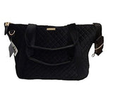 Adrienne Vittadini Lush Plush Black Velvet Quilted Xxl Duffle Travel Bag