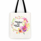 Mother Of The Bride Floral Wedding Cotton Canvas Tote Bag School Day Trip Bag