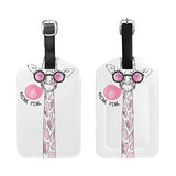 Cooper Girl Funny Pink Giraffe Luggage Tag Travel Id Label Leather For Baggage Suitcase 1 Piece