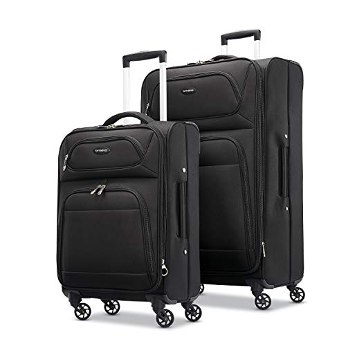 Samsonite Transyt Expandable Softside Luggage Set with Spinner Wheels, 2-Piece (20"/28"), Black