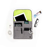 So-Mine Commuter Essential Bag | Attaches to Airline Seat and Car Pocket | Travel Organizer | Slim Profile | 6 Pockets | 2 Cable Loops | 1 Zipper Pocket | Fits on Roller Bag Handle | Ash/Lime